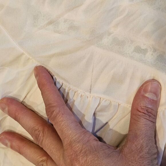 vintage sheer nightgown lace trim flutter sleeve romantic blush pink bridal L/XL - Picture 6 of 10